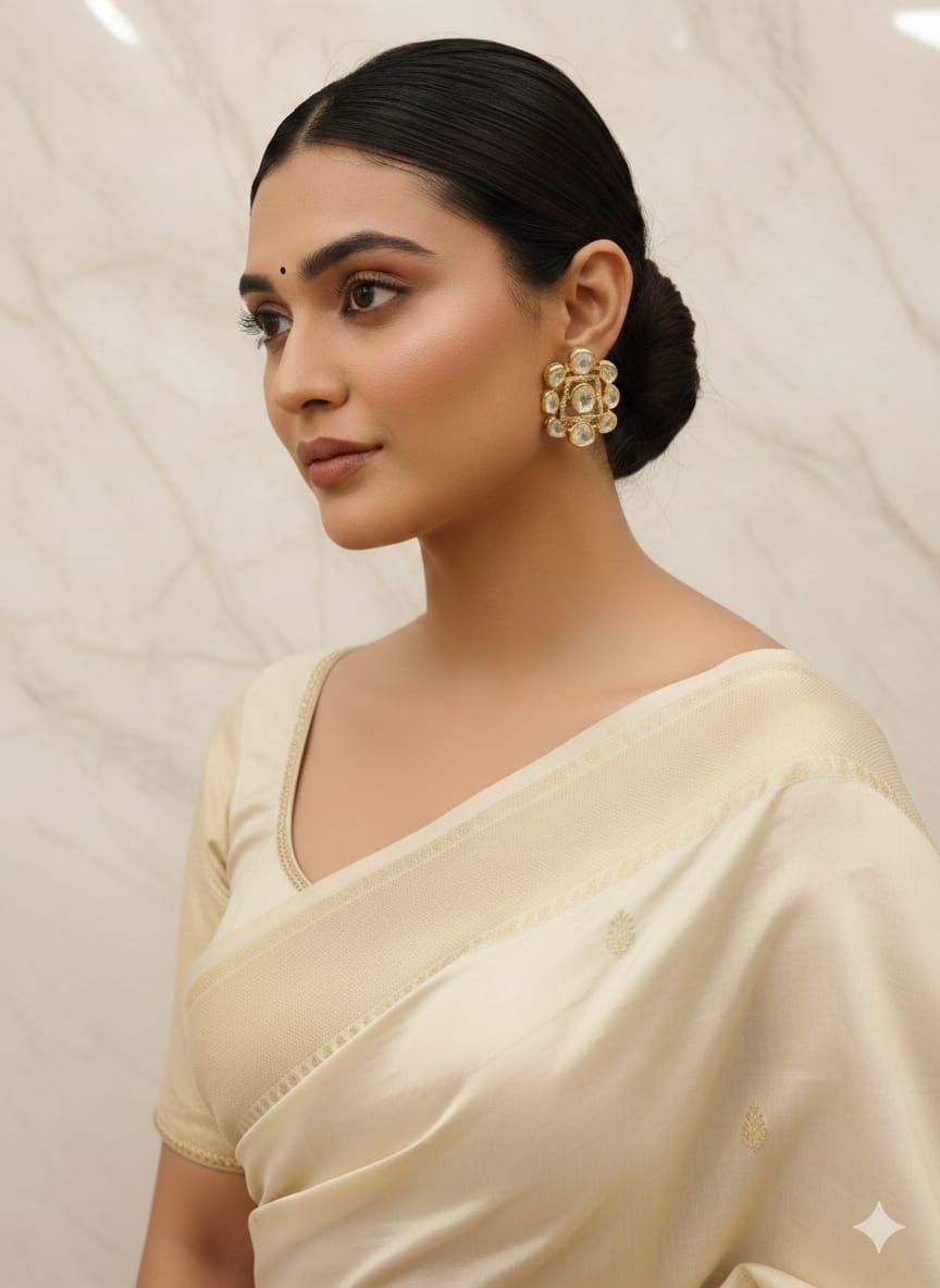 Royal Kundan Square Stud Earrings