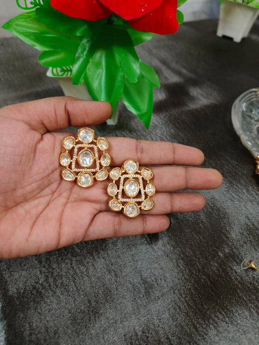 Royal Kundan Square Stud Earrings