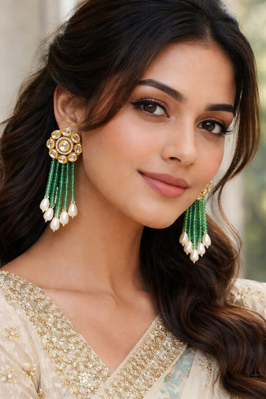 “Emerald Pearl Chandrika Earrings”