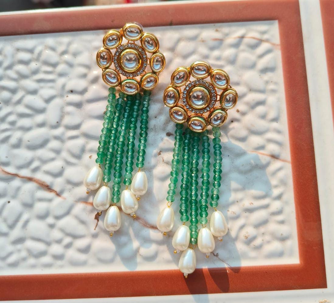 “Emerald Pearl Chandrika Earrings”