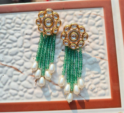 “Emerald Pearl Chandrika Earrings”
