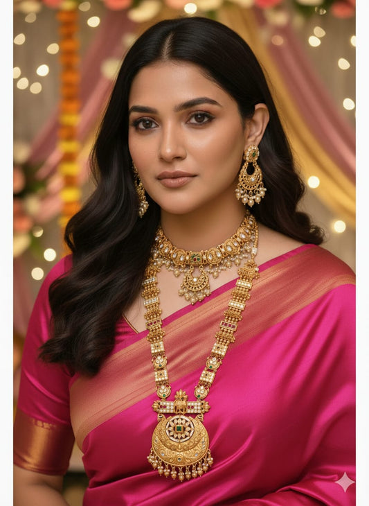 Traditional Maharani Style Long  Necklace set